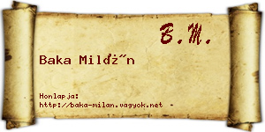 Baka Milán névjegykártya