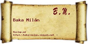 Baka Milán névjegykártya