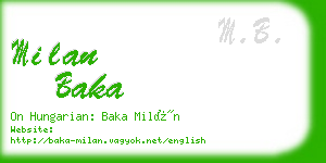 milan baka business card